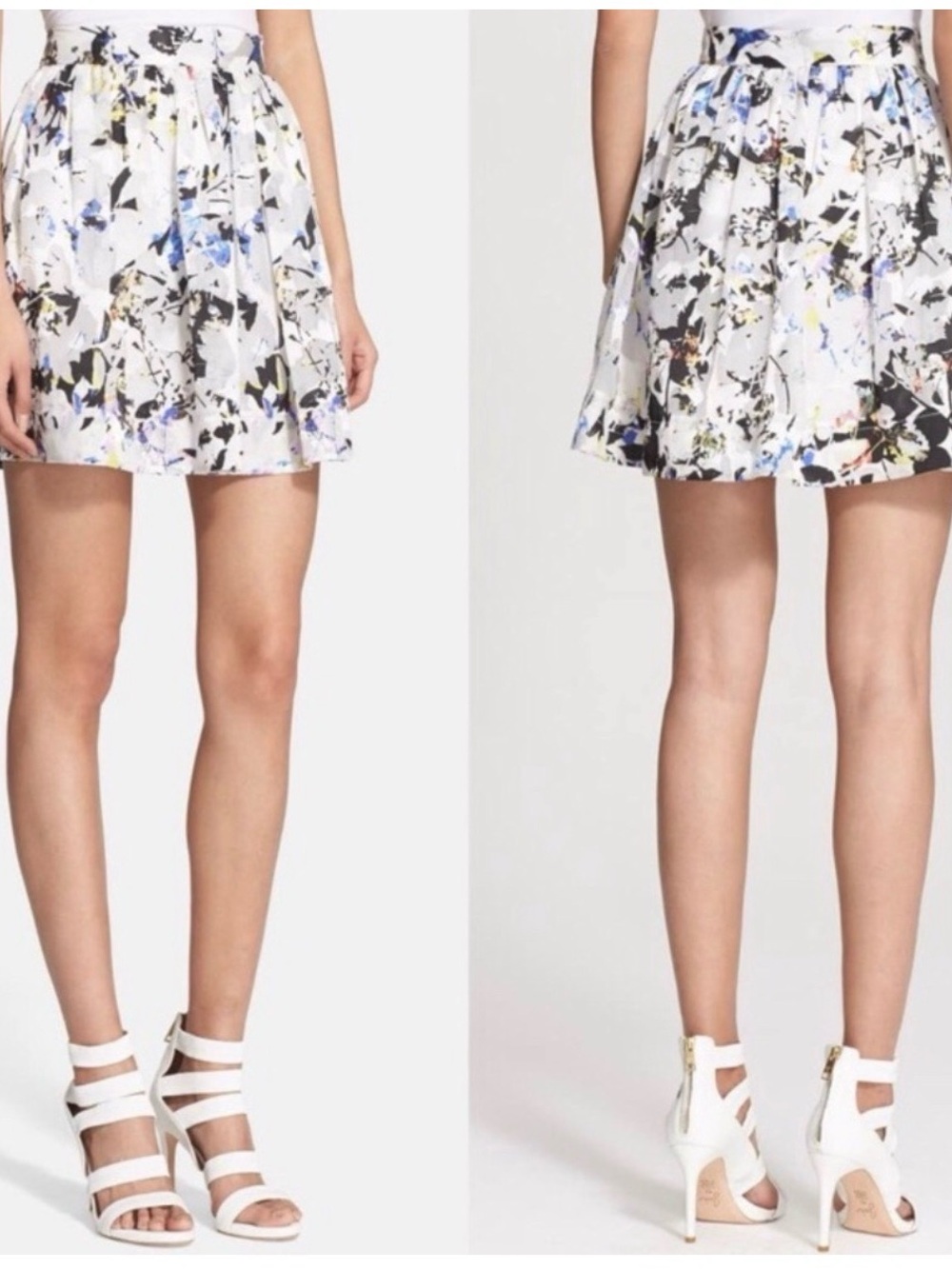 NWT Elizabeth and James Risley Abstract Floral Pleated Mini Skirt Size 8